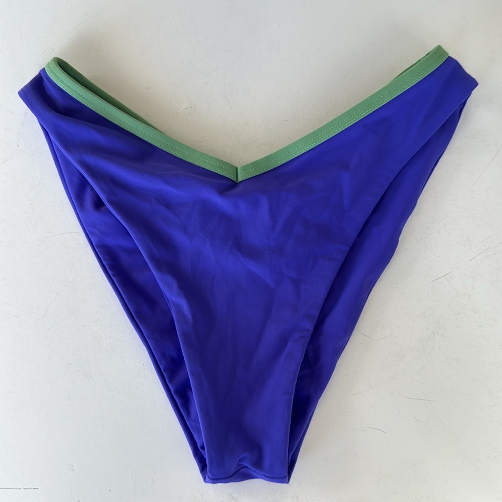 Mott 50 Amethyst Purple Blue Matcha Green Lined Bikini Swim Cheeky Ruched V cut - Picture 3 of 8